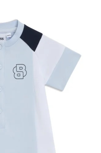 Baby-Playsuit aus Stretch-Baumwolle mit Double-B-Monogramm