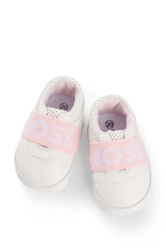 Baby-Slipper mit Logo-Riemen aus Leder