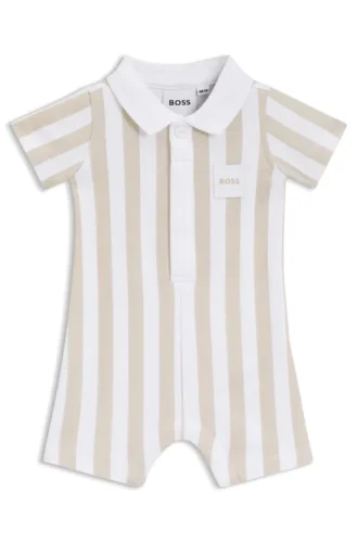 Baby-Strampler aus gestreifter Baumwolle mit Polokragen