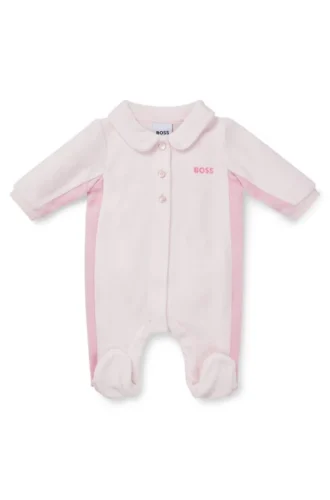 Baby-Strampler aus Samt mit gesticktem Logo