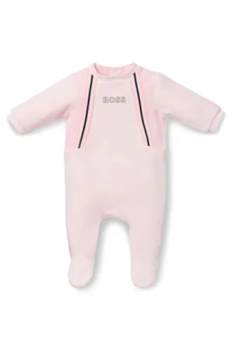 Baby-Strampler aus Samt mit Logo-Print