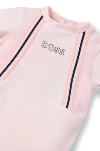 Baby-Strampler aus Samt mit Logo-Print