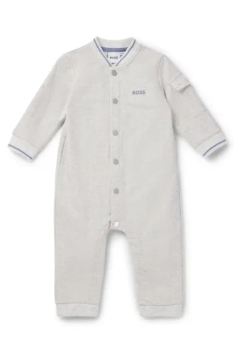 Baby-Strampler aus Stretch-Baumwolle mit Fischgrätenmuster