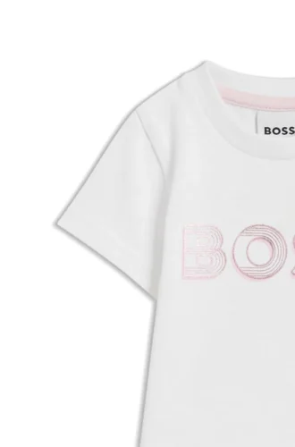 Baby-T-Shirt mit glänzendem Logo aus Stretch-Baumwolle