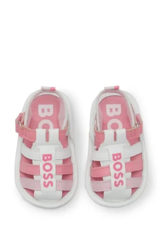 Babysandalen aus Leder mit Logo-Print