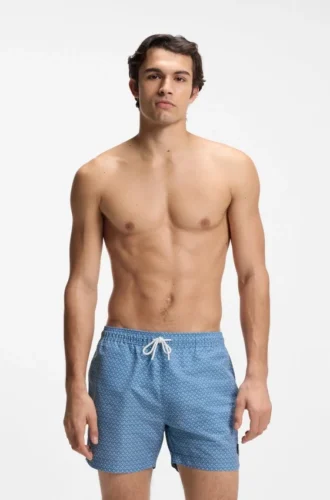 Badehose mit Mikroprint und Logo-Patch