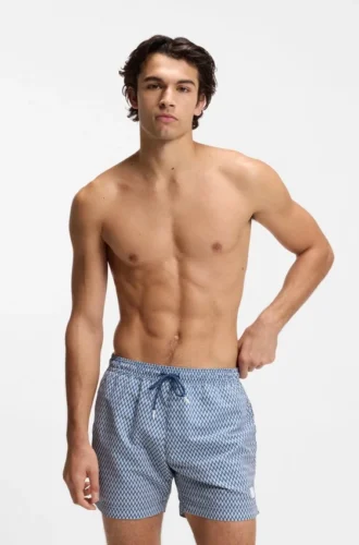 Badehose mit Mikroprint und Logo-Patch
