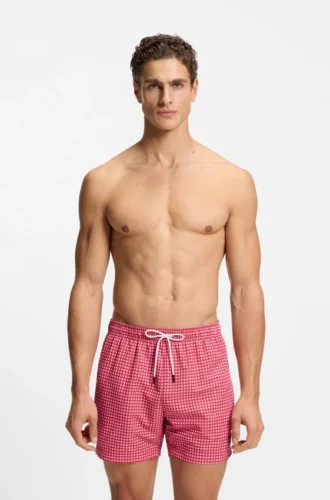 Badehose mit Mikroprint und Logo-Patch