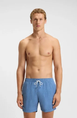 Badehose mit Mikroprint und Logo-Patch