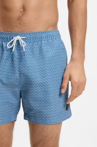 Badehose mit Mikroprint und Logo-Patch