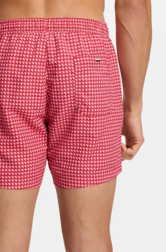 Badehose mit Mikroprint und Logo-Patch