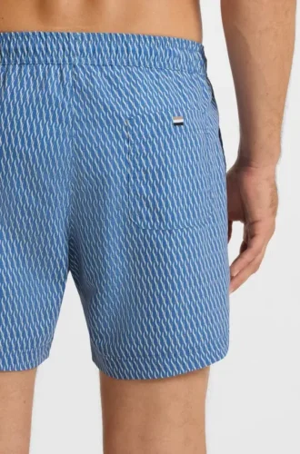 Badehose mit Mikroprint und Logo-Patch