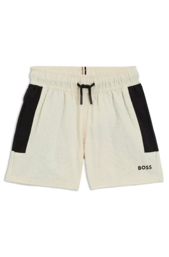 Badeshorts für Kinder mit Logo-Print aus Seersucker