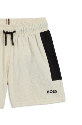 Badeshorts für Kinder mit Logo-Print aus Seersucker