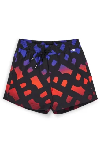Badeshorts für Kinder mit Monogramm-Print in Farbverlauf