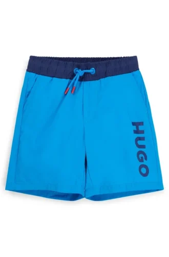 Badeshorts für Kinder mit vertikalem Logo-Print