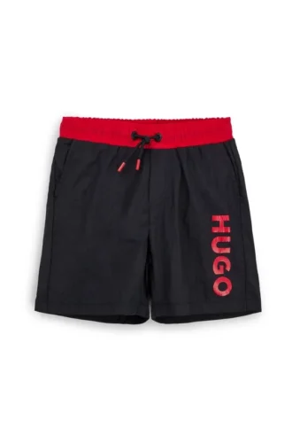 Badeshorts für Kinder mit vertikalem Logo-Print