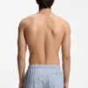 Badeshorts mit gesticktem Logo aus gestreiftem Seersucker