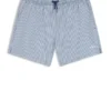 Badeshorts mit gesticktem Logo aus gestreiftem Seersucker