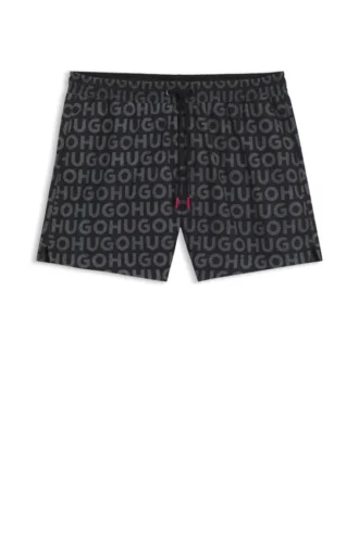 Badeshorts mit Kordelzug und Logo-Print