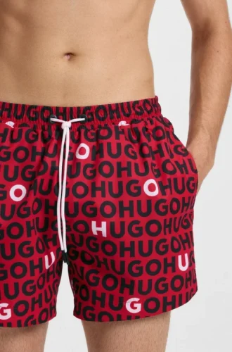 Badeshorts mit Kordelzug und Logo-Print