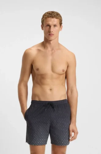 Badeshorts mit Logo-Applikation und Monogramm-Print im Degradé-Look