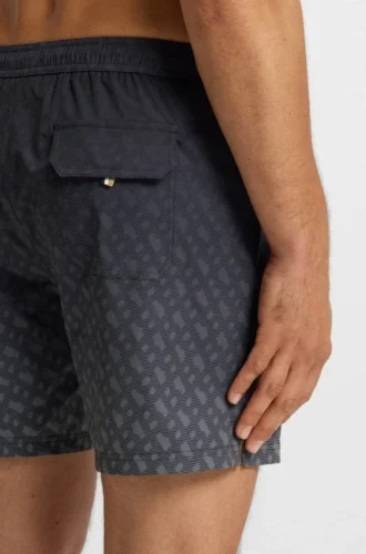 Badeshorts mit Logo-Applikation und Monogramm-Print im Degradé-Look