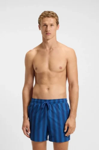 Badeshorts mit Logo-Applikation und Streifen