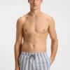 Badeshorts mit Logo-Applikation und Streifen