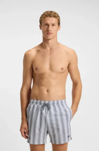 Badeshorts mit Logo-Applikation und Streifen