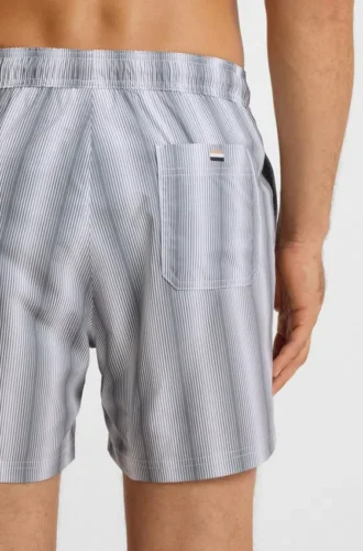 Badeshorts mit Logo-Applikation und Streifen