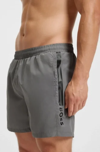 Badeshorts mit Logo und Streifen