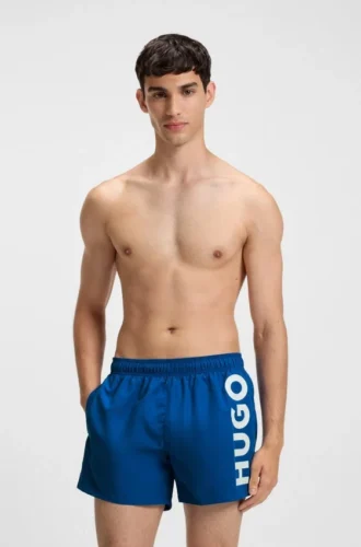 Badeshorts mit vertikalem Logo-Print