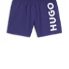 Badeshorts mit vertikalem Logo-Print