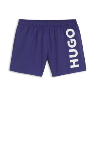Badeshorts mit vertikalem Logo-Print