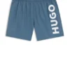 Badeshorts mit vertikalem Logo-Print