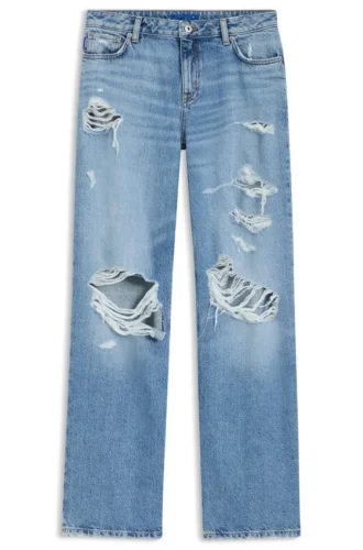 Baggy-Fit-Jeans aus blauem Distressed-Denim