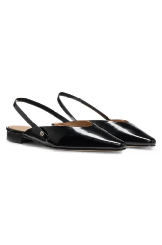 Ballerina-Pumps mit Fersenriemen aus Leder