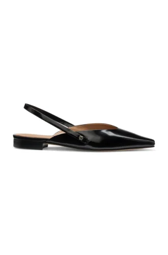 Ballerina-Pumps mit Fersenriemen aus Leder
