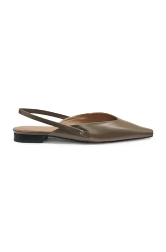 Ballerina-Pumps mit Fersenriemen aus Leder