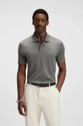 Baumwoll-Poloshirt mit Fischgrätmuster
