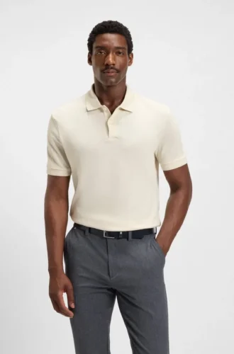 Baumwoll-Poloshirt mit Fischgrätmuster