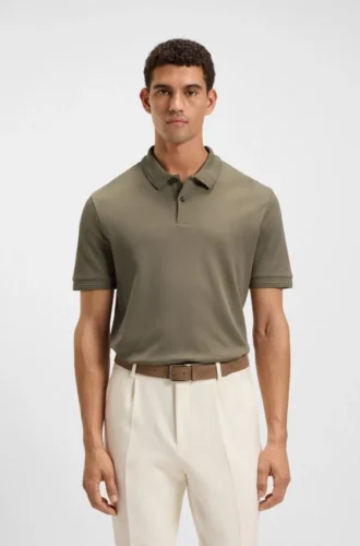 Baumwoll-Poloshirt mit Fischgrätmuster