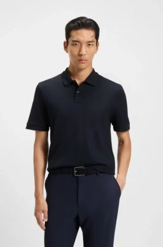 Baumwoll-Poloshirt mit Fischgrätmuster