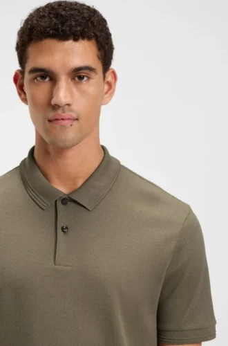Baumwoll-Poloshirt mit Fischgrätmuster