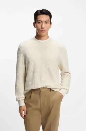 Baumwoll-Pullover mit gestrickter Struktur