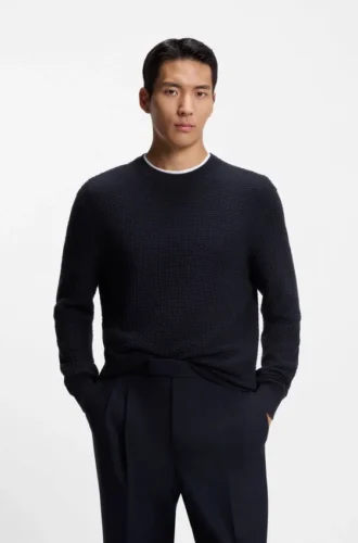 Baumwoll-Pullover mit gestrickter Struktur