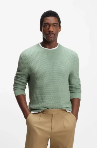 Baumwoll-Pullover mit gestrickter Struktur