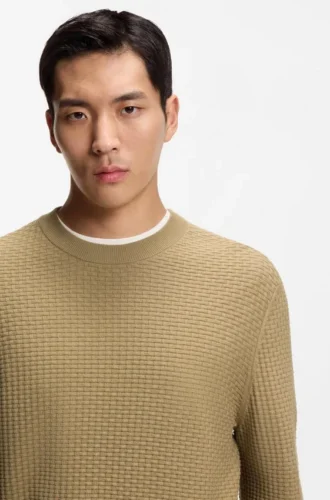 Baumwoll-Pullover mit gestrickter Struktur
