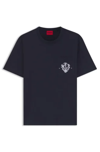 Baumwoll-T-Shirt in lockerer Passform mit Anker-Aufdruck auf der Brusttasche